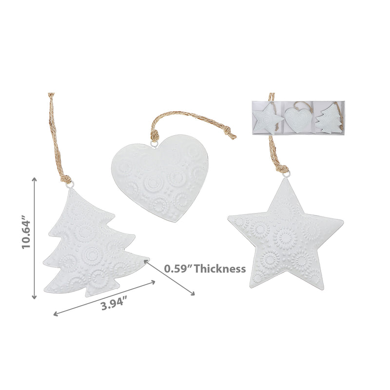 Wooden Ornament Star Heart Tree