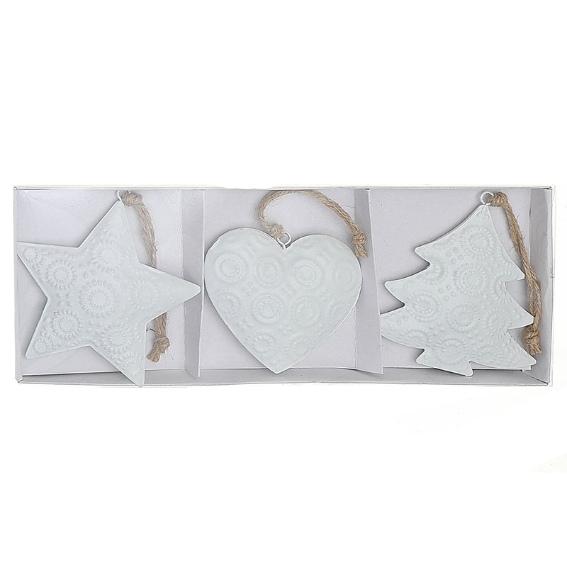 Wooden Ornament Star Heart Tree