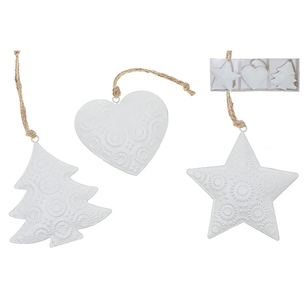 Wooden Ornament Star Heart Tree