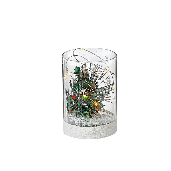 Led Cylinder Glass Stand Tree With Cardinal Small