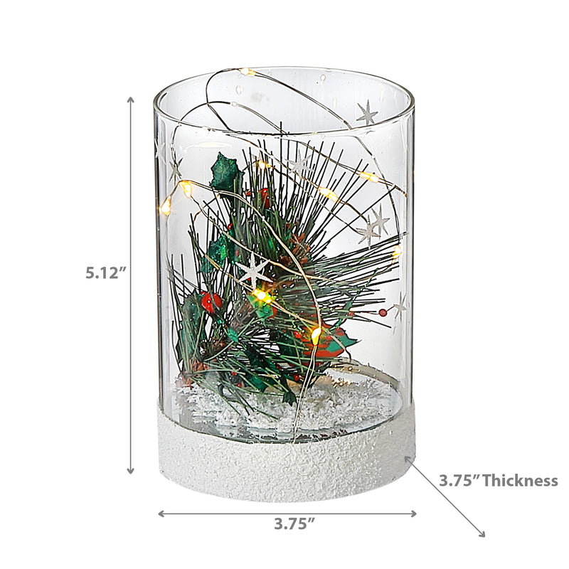 Led Cylinder Glass Stand Tree With Cardinal Small