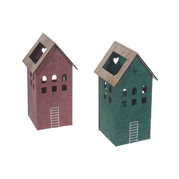 Felt House With Wooden Roof Large - Set of 2