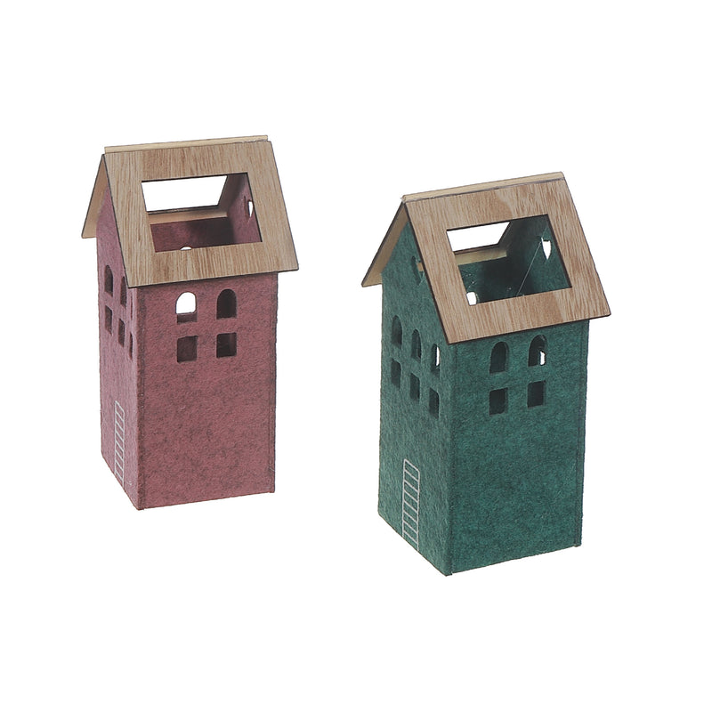 Felt House With Wooden Roof Small - Set of 2