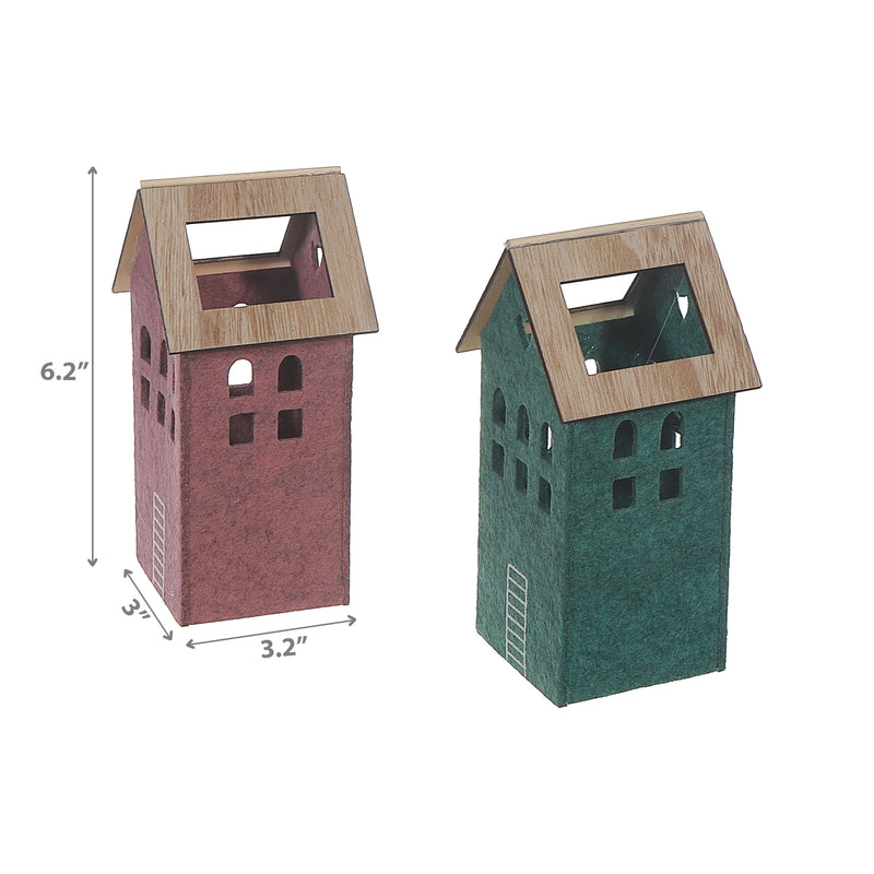 Felt House With Wooden Roof Small - Set of 2