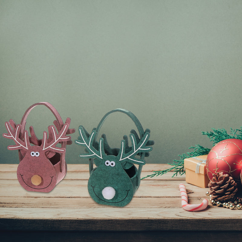 Felt Reindeer Basket - Set of 2