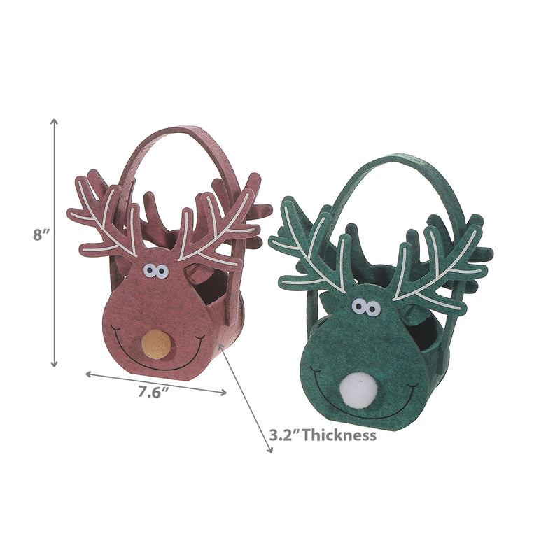 Felt Reindeer Basket - Set of 2