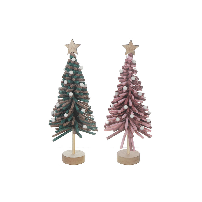 Felt Tree On Wooden Stand - Set of 2