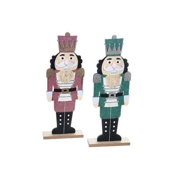 Felt Nutcracker On Wooden Stand - Set of 2