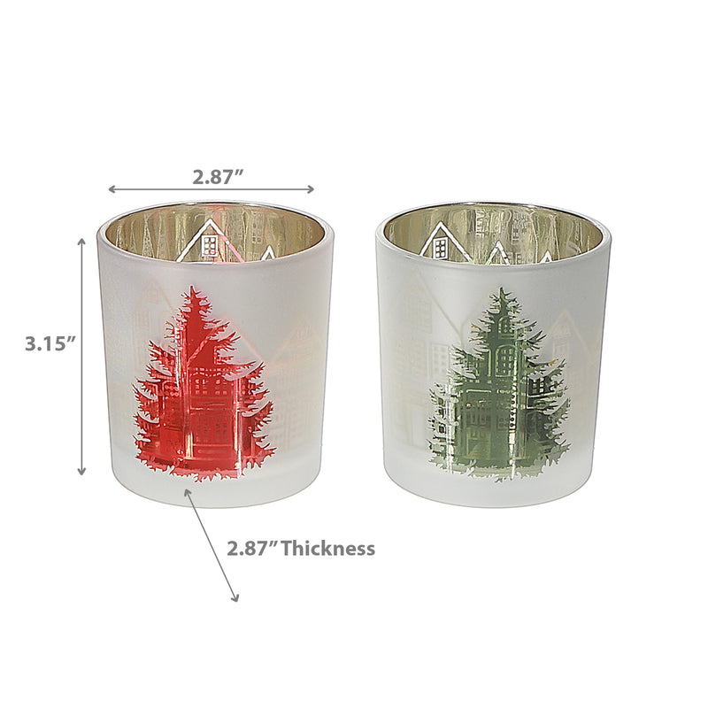 Glass Tealight Holders Tree - Set of 2