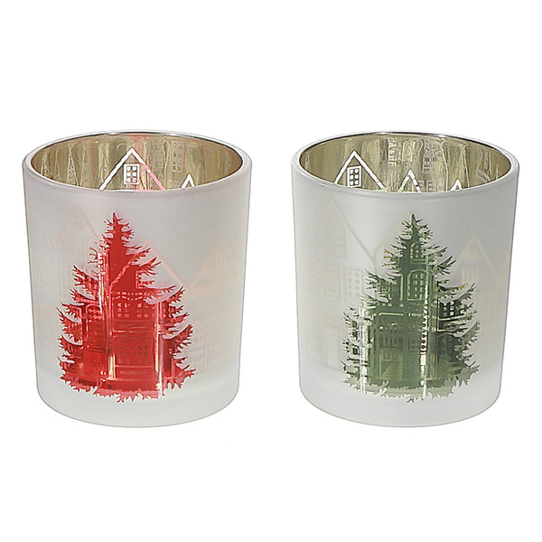 Glass Tealight Holders Tree - Set of 2