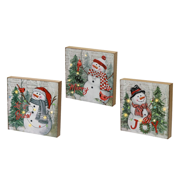 LED Snowman Wall Art - Set of 3