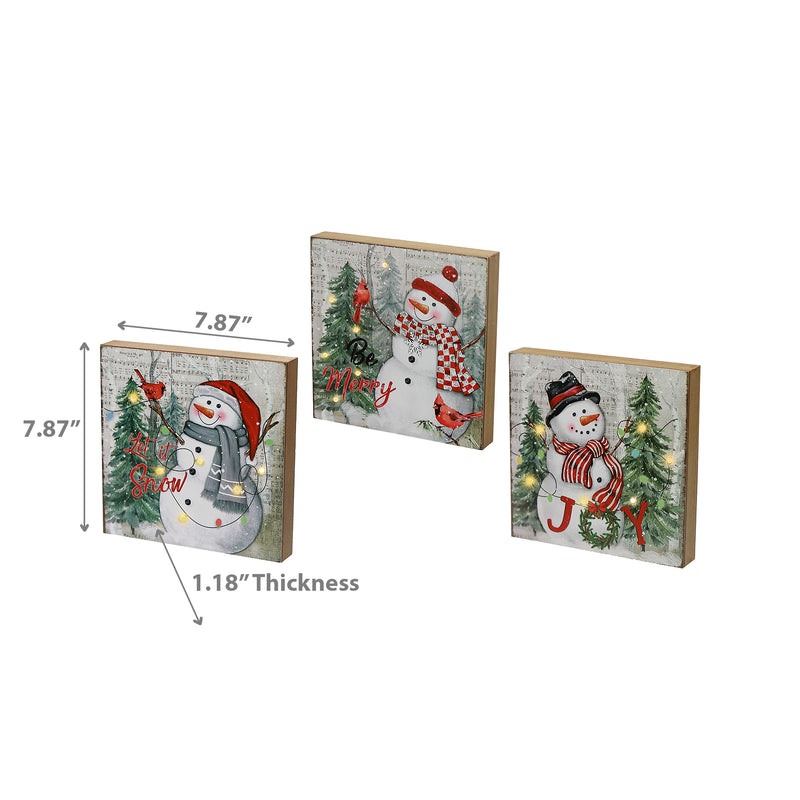 LED Snowman Wall Art - Set of 3