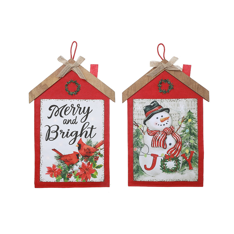 LED House Shape Plaque - Set of 2