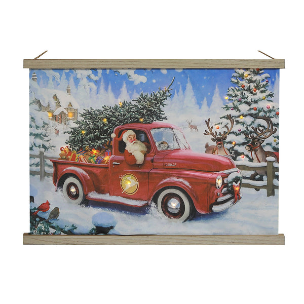 LED Red Truck Fabric Wall Hanging