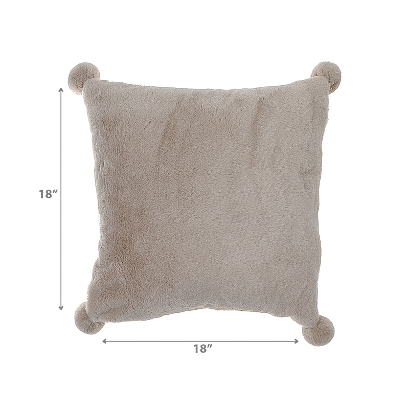 Faux Fur Cushion With Pompom - Set of 2