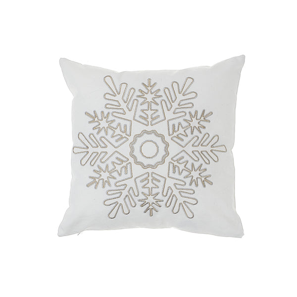 Embroidered Cotton Canvas Cushion Snowflake 18"X18" - Set of 2