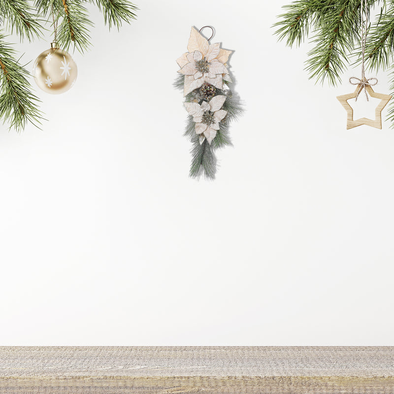 Poinsettia And Pinecone Door Hanger