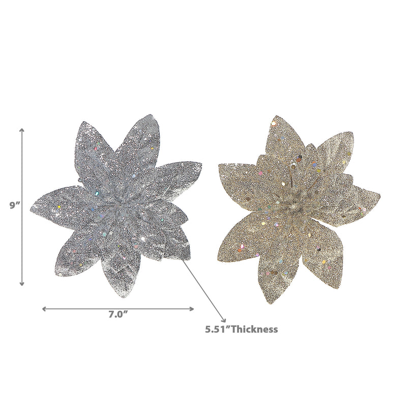 Glitter Poinsettia Clip - Set of 12