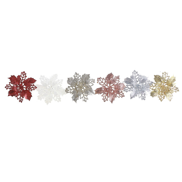 Double Glitter Poinsettia Clip - Set of 12