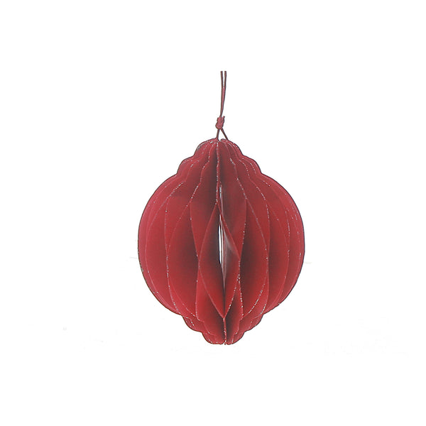 Folding Paper Ball Ornament Red - Set of 12