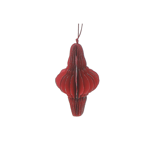 Folding Paper Finial Ornament Red - Set of 12