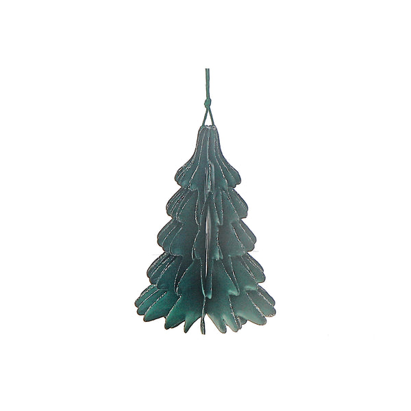 Folding Paper Tree Ornament Green - Set of 12