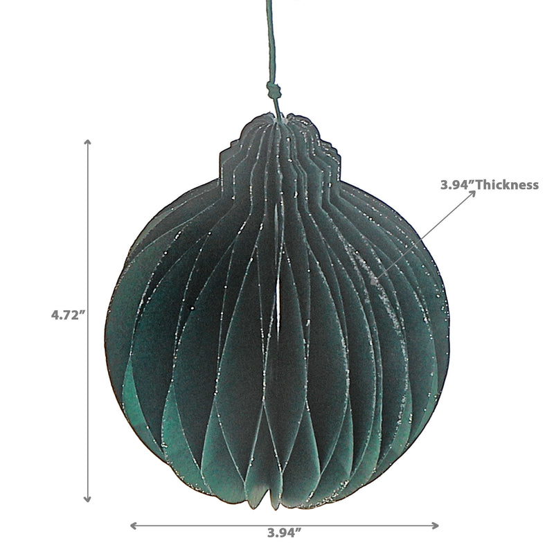 Folding Ball Paper Ornament 4.72" Green - Set of 12