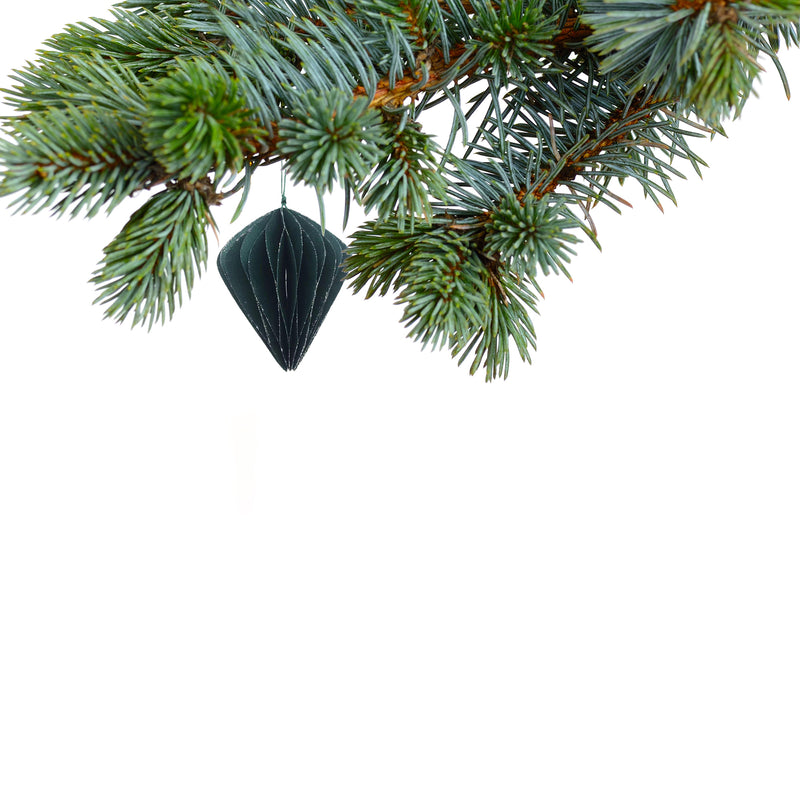 Folding Pyramid Paper Ornament Green - Set of 12