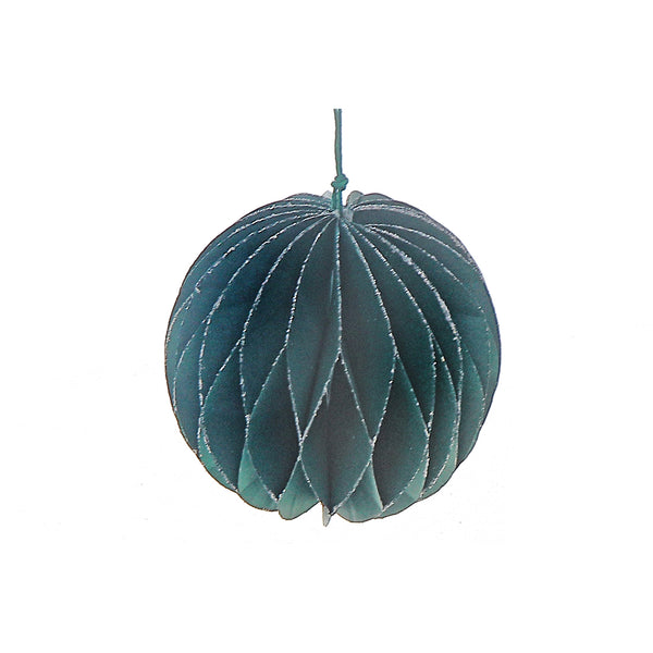 Folding Ball Paper Ornament 3.94" Green - Set of 12