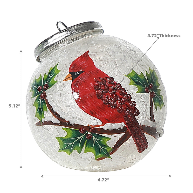 Frosted Holly Berry Cardinal Ornament Decor