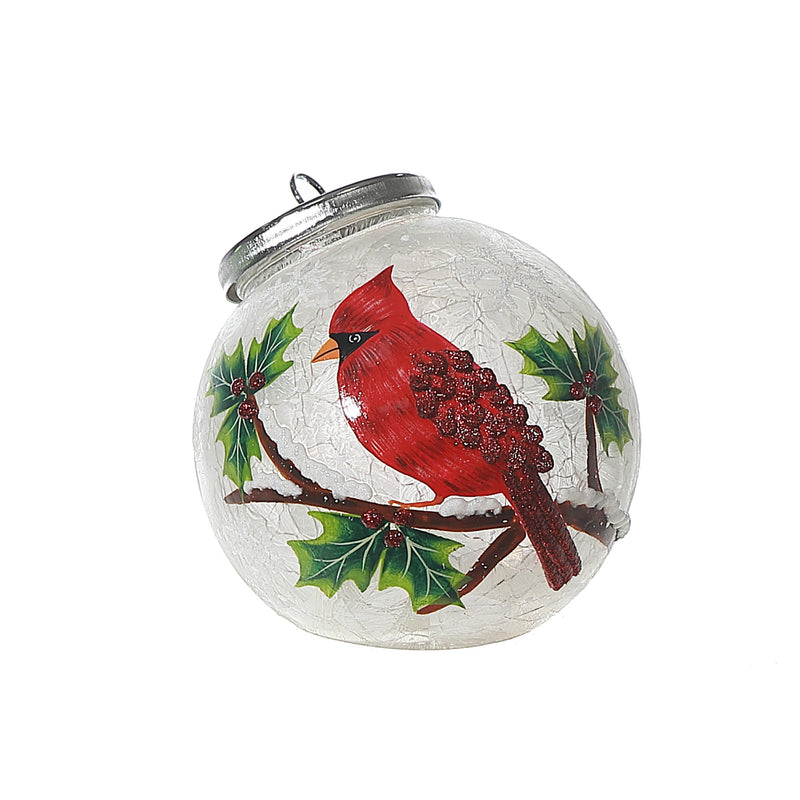 Frosted Holly Berry Cardinal Ornament Decor