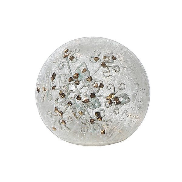 Frosted Glitter Snowflake Glass Orb