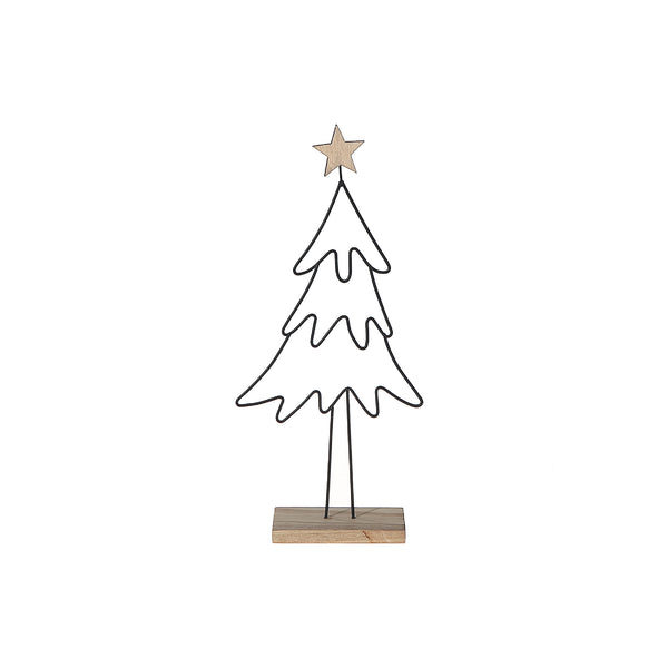 Wire Pine Tree And Star Stand Decor 12.20"