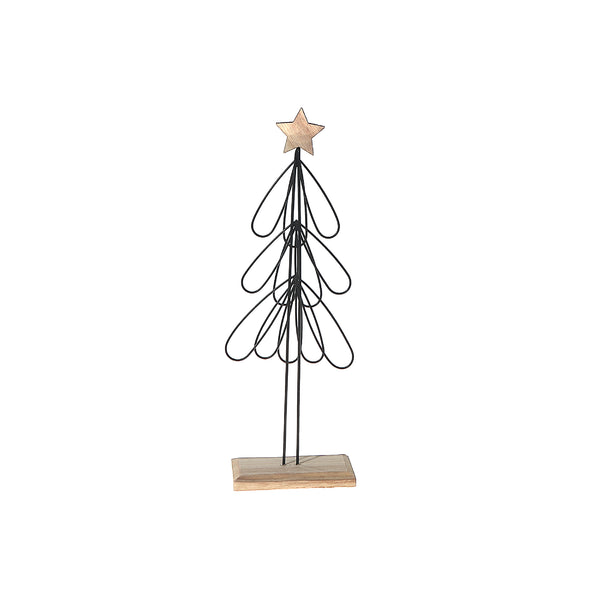 Wire Feather Tree And Star Stand Decor 12.20"