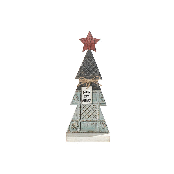 Metal Tree and Star With Wood Base