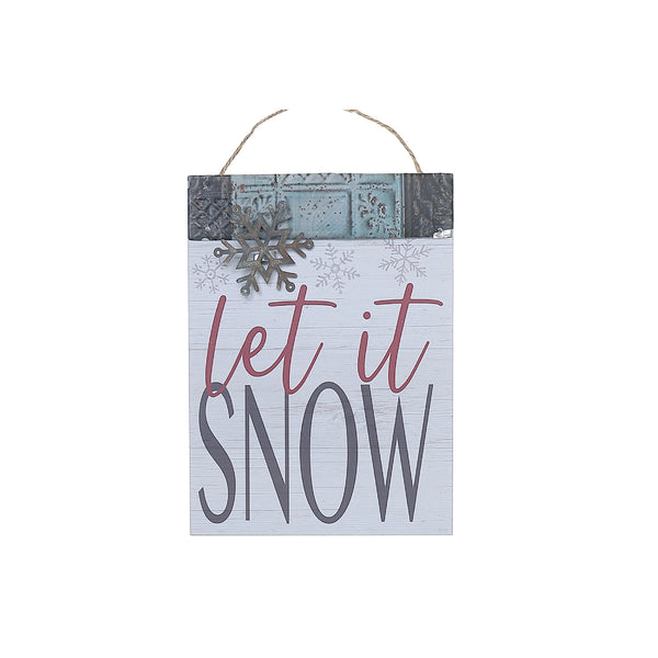 Wooden Wall Sign Hanger Let It Snow