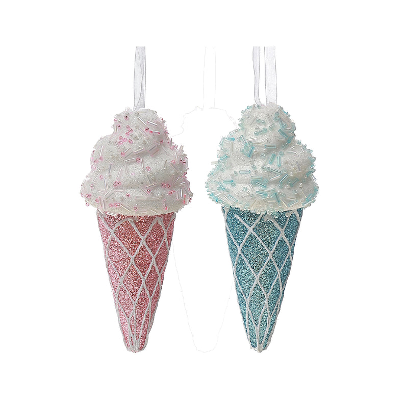 Ice Cream Cone Ornament - Set of 12