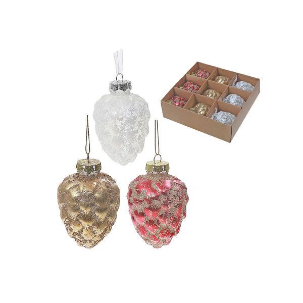 Pinecone Ornament - Set of 9