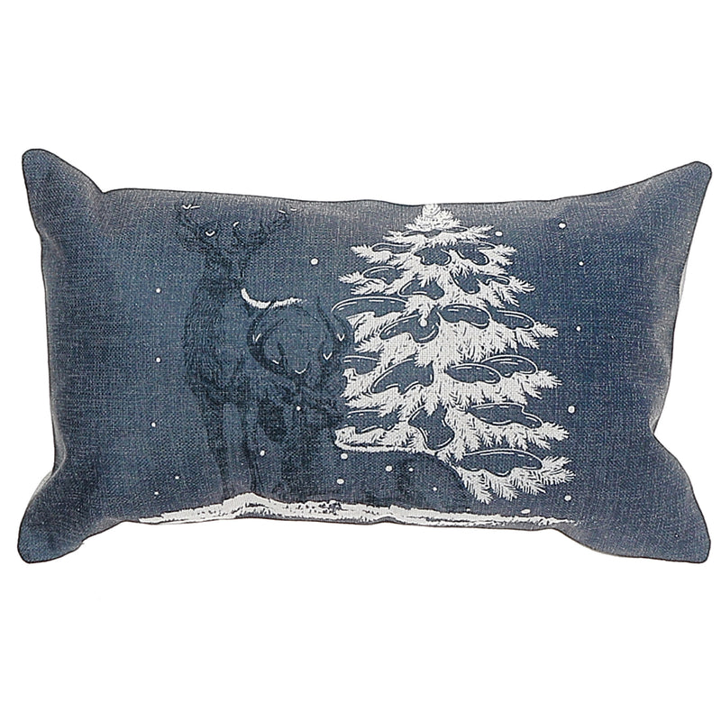 Polyester Cushion Reindeer And Tree 12 X 20 - Set of 2