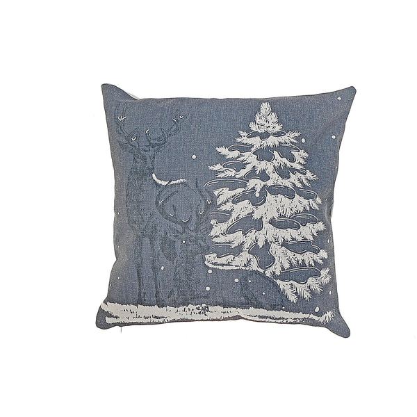 Polyester Cushion Reindeer And Tree 18 X 18 - Set of 2