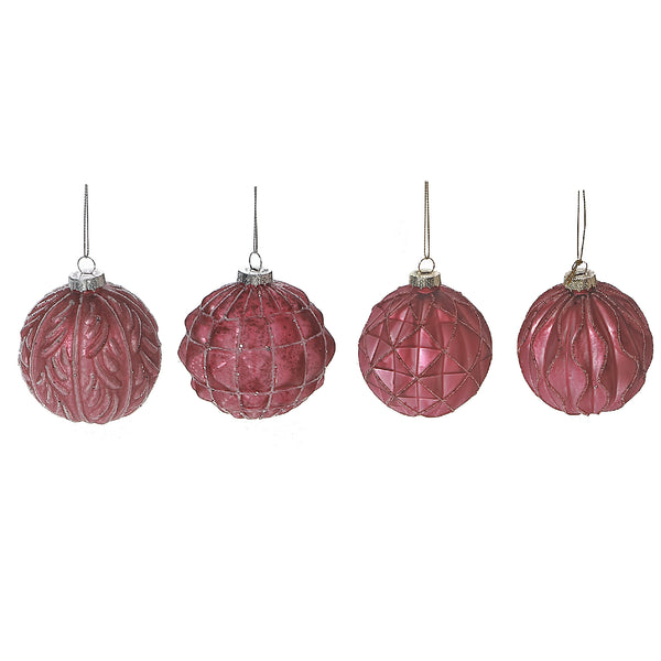 Glass Acorn Ornament Rose - Set of 12