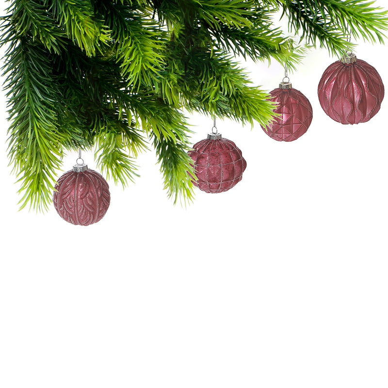 Glass Acorn Ornament Rose - Set of 12