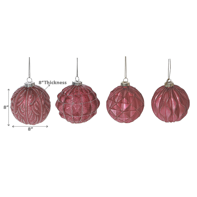 Glass Acorn Ornament Rose - Set of 12