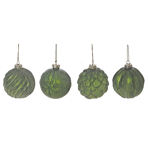 Glass Acorn Ornament Green - Set of 12