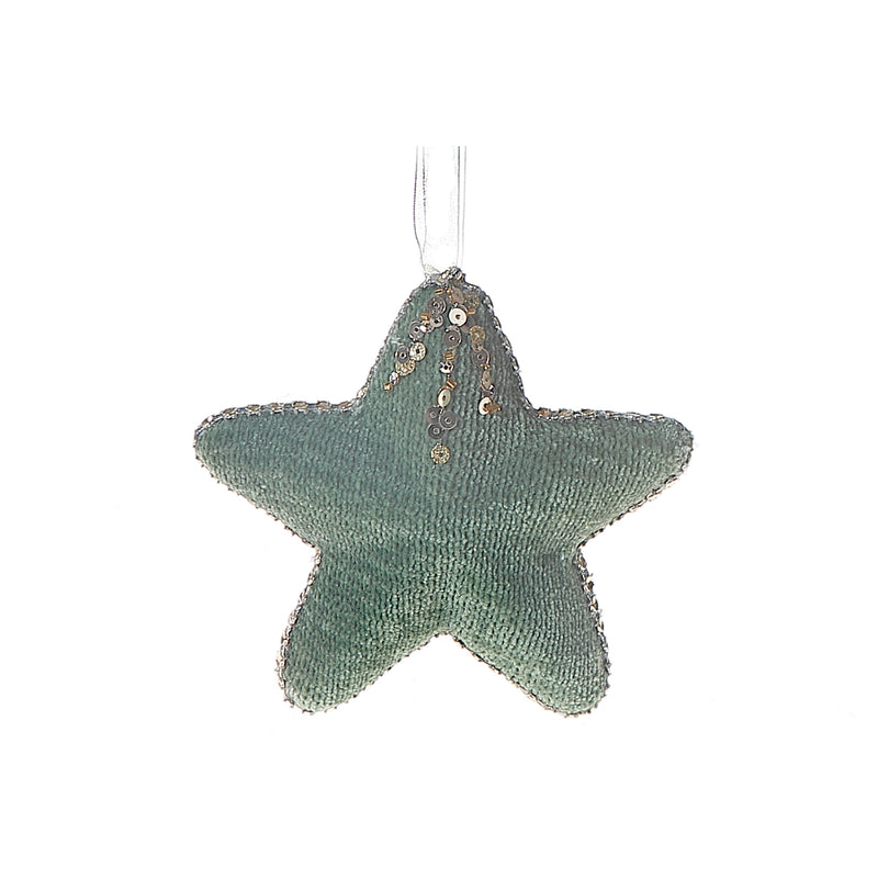 Green Sequin Star Ornament - Set of 12