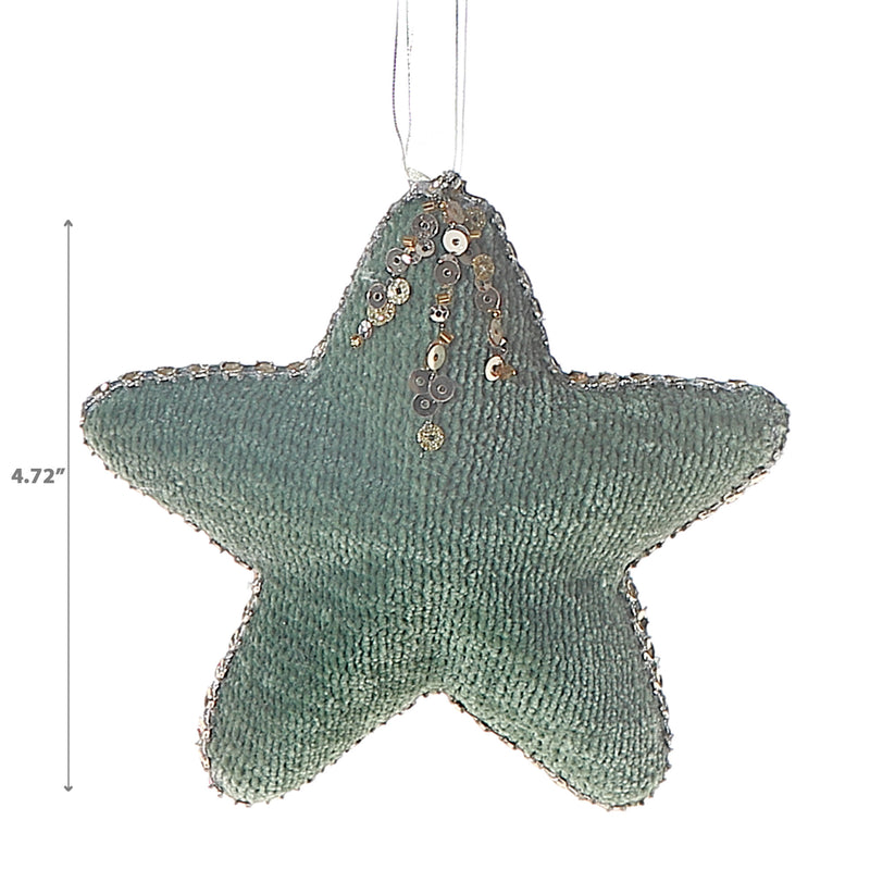 Green Sequin Star Ornament - Set of 12