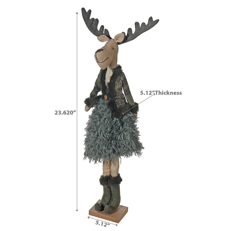 Green Plaid Sweater Reindeer Standing