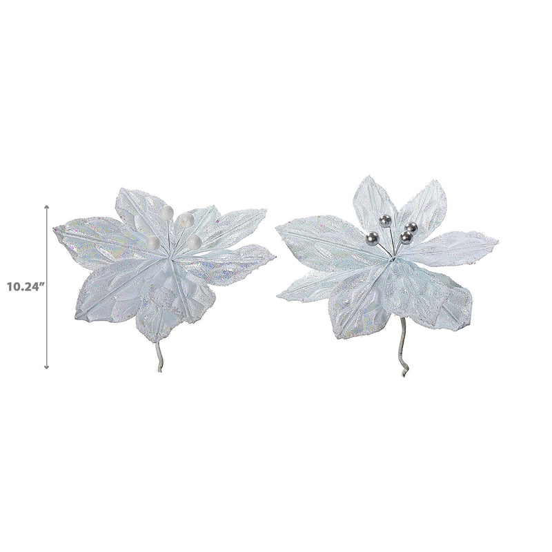 White Poinsettia Pick - Set of 12