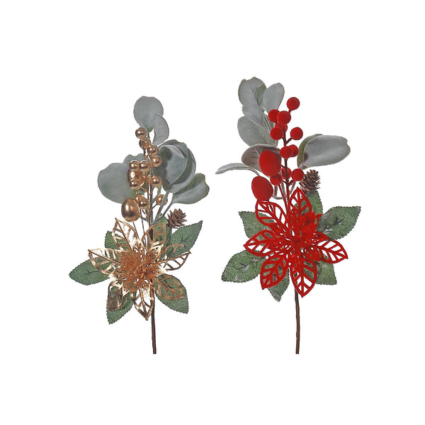 Cutout Poinsettia And Berry Spray - Set of 6