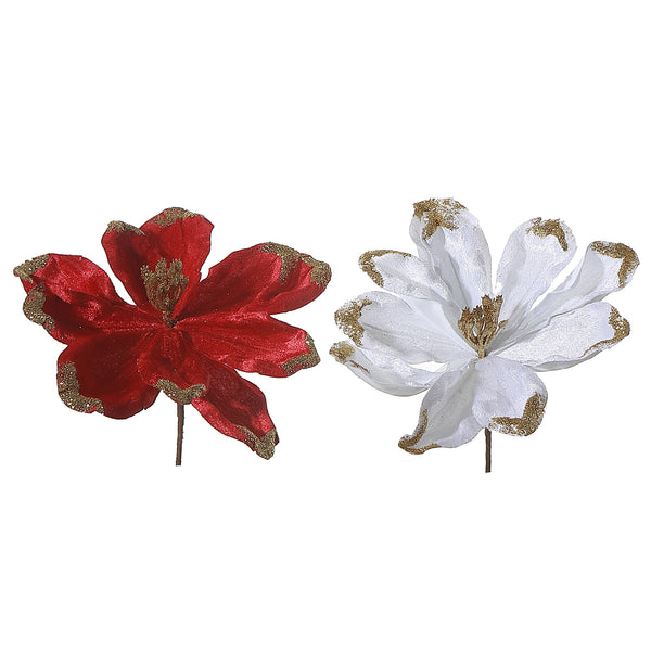 Glitter Edged Magnolia Pick - Set of 12